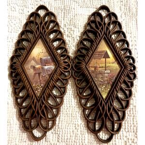 2 Vintage BURWOOD MCM Wall Décor-1975 Brow-Farm Country Well Mailboxes-#1350/151